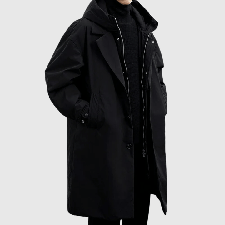 Men's Weather-Resistant Hooded Coat - Water-Repellent and Durable