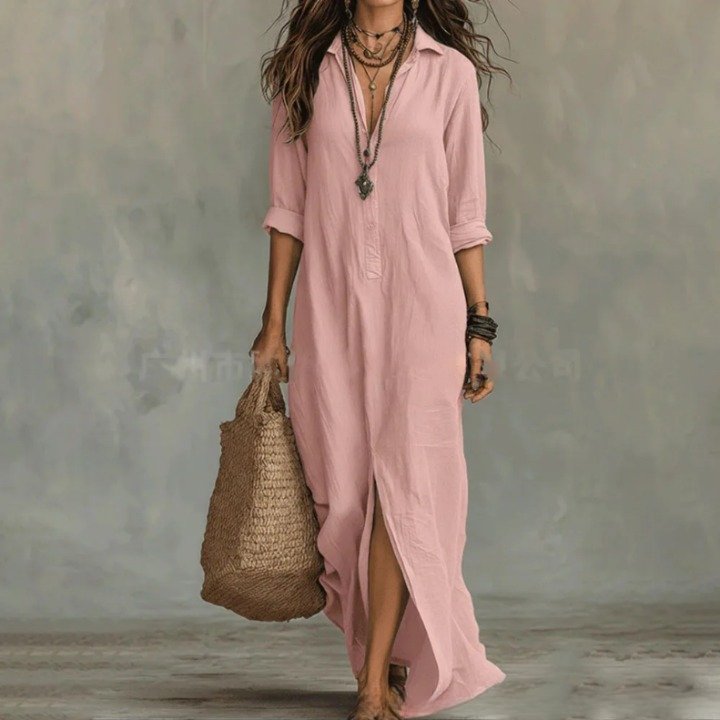 Lightweight Casual Women's Linen Shirt Dress