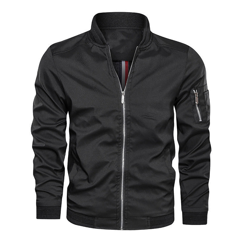 Men's Lightweight Bomber Jacket with Ribbed Cuffs