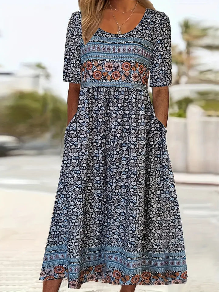 Boho Printed Women's Midi Dress