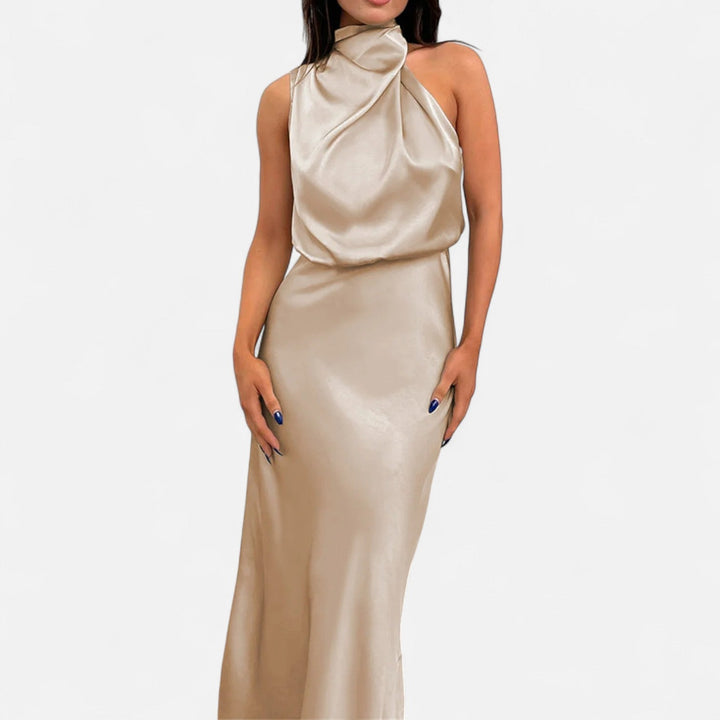 Women's Elegant Sleeveless Long Satin Dress