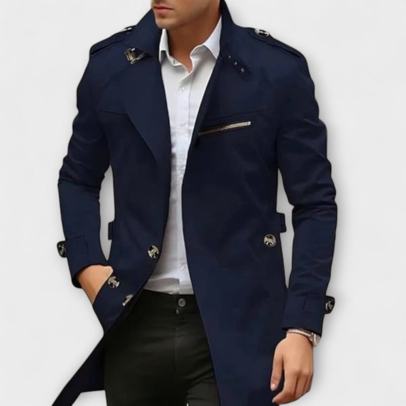 Men's Comfortable Trench Jacket with Button Closure