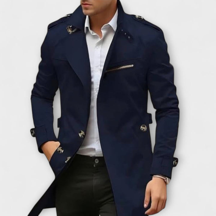Men's Comfortable Trench Jacket with Button Closure