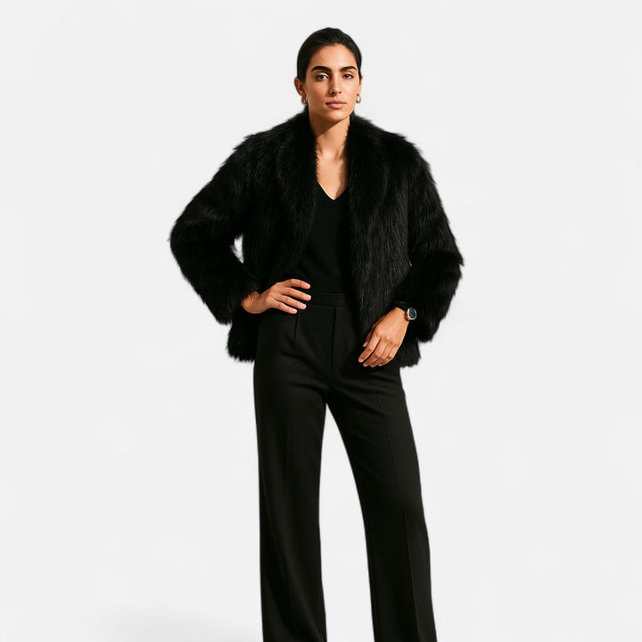 Elegant Faux Fur Plush Winter Coat for Women