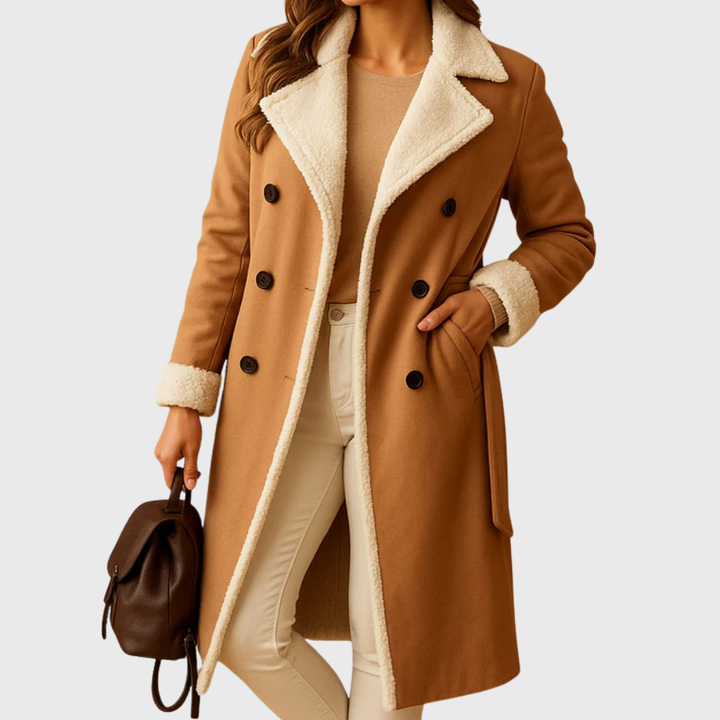 Warm Women's Longline Winter Coat with Quilted Lining - Elegant Long Coat