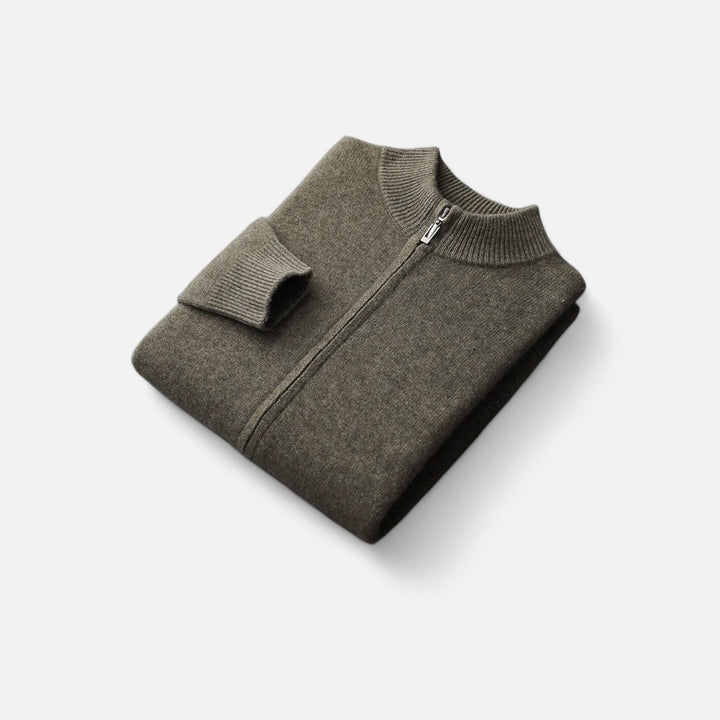Warm Merino Wool Zip-Up Men's Cardigan
