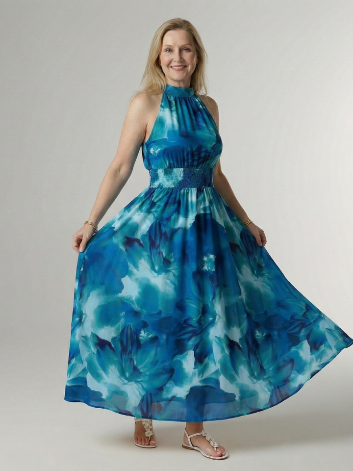 Elegant Lightweight Women's Halter Midi Dress
