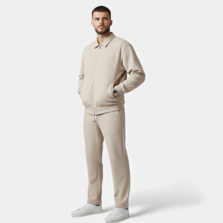 Two-Piece Waffle Knit Men's Casual Outfit