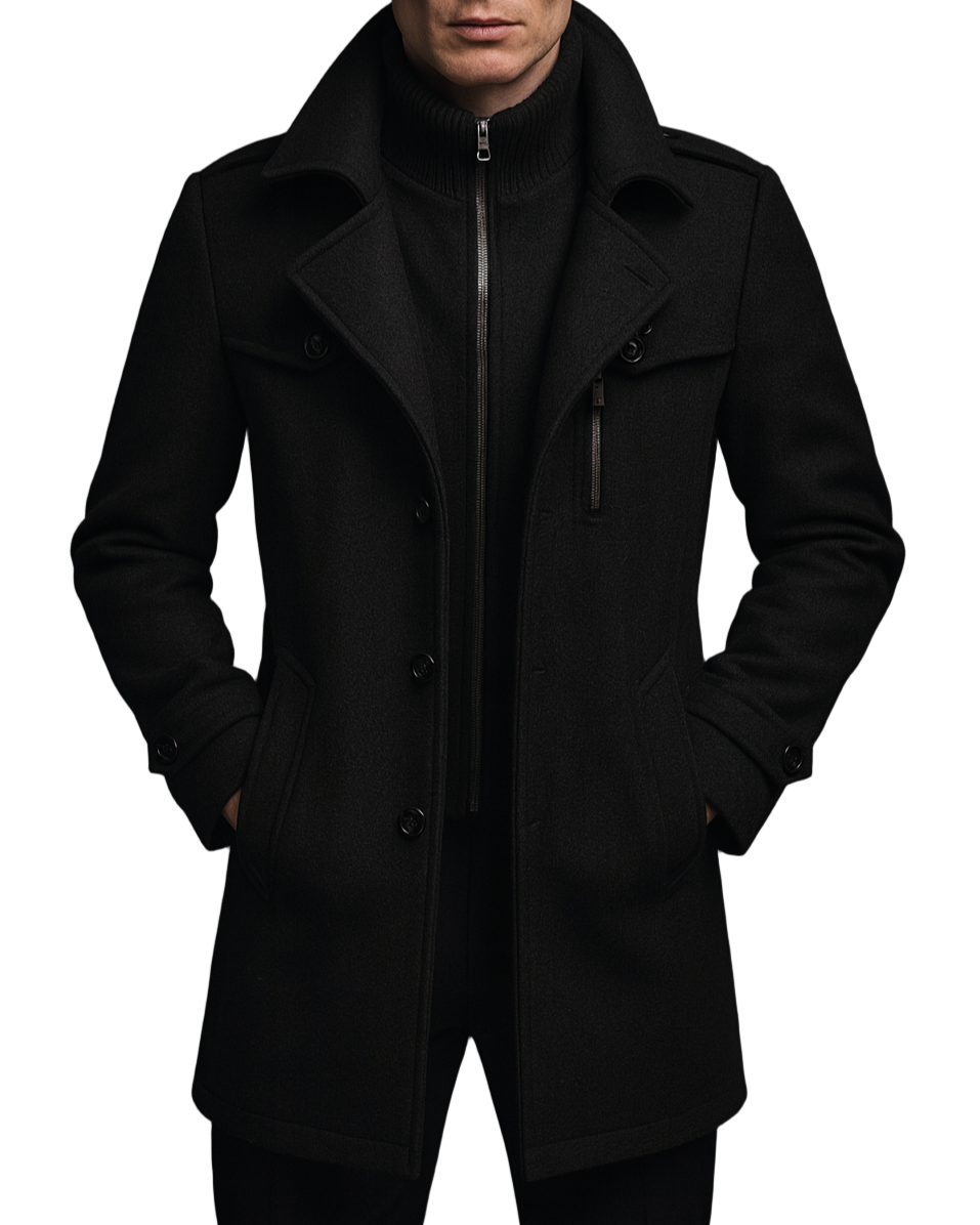 Elegant Men's Wool Coat for Fall & Winter