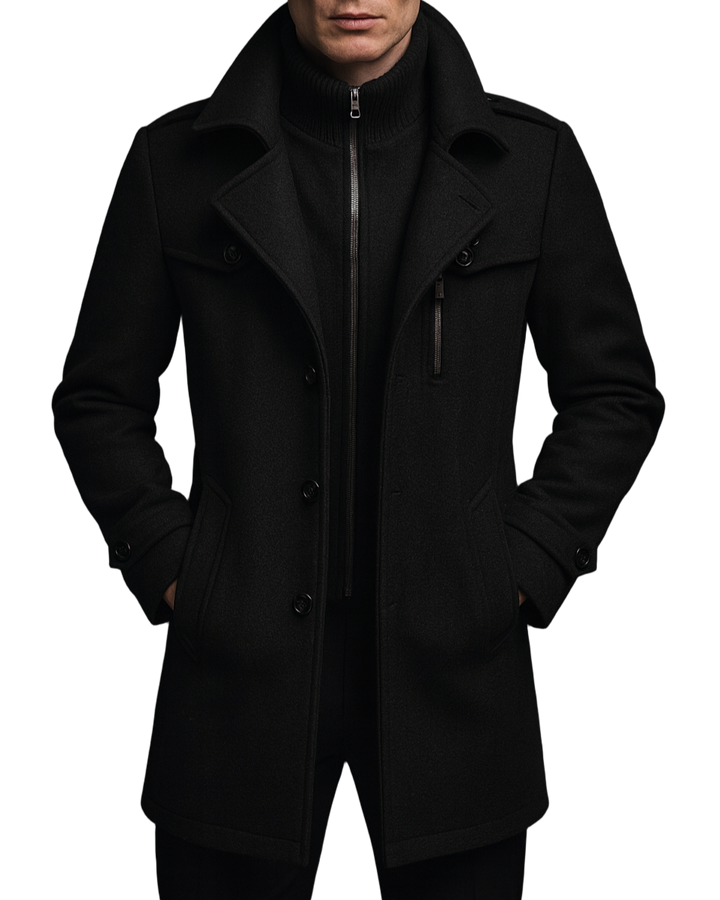 Elegant Men's Wool Coat for Fall & Winter