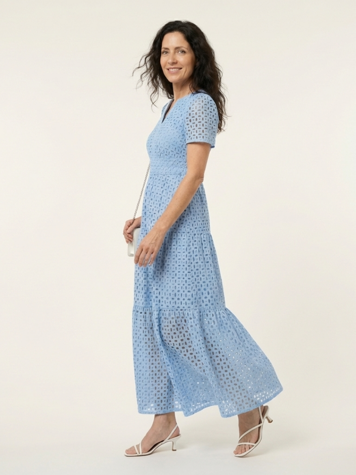 Lightweight Elegant Women's V-Neck Tiered Midi Dress
