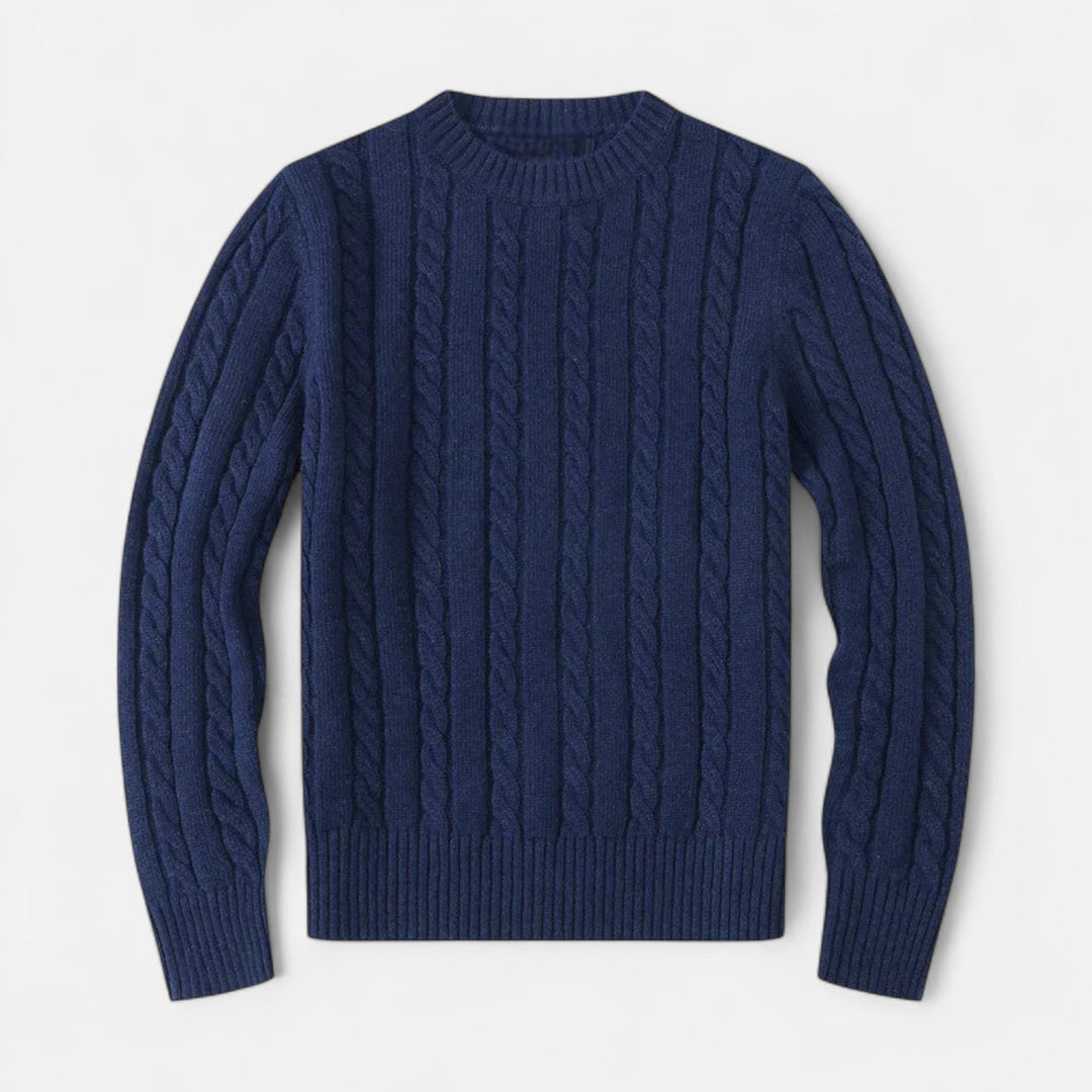 Classic Crew Neck Cotton-Blend Men's Sweater
