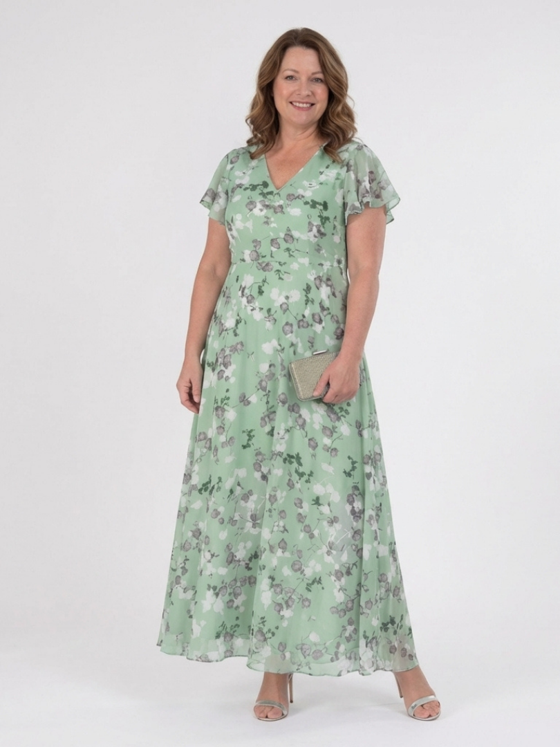 Elegant Lightweight Women's Floral Chiffon Maxi Dress