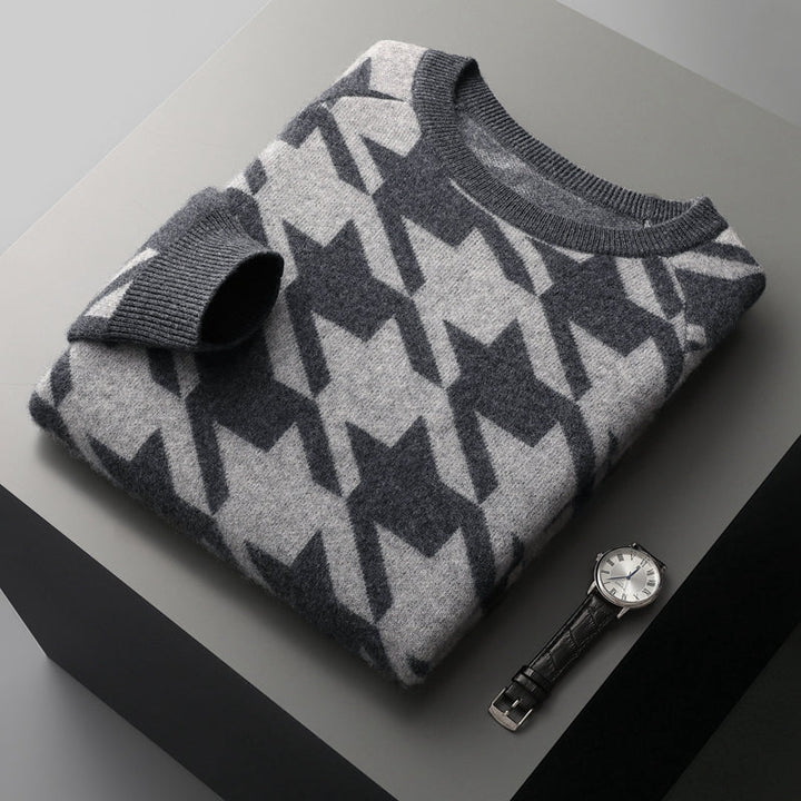 Elegant Houndstooth Men's Sweater