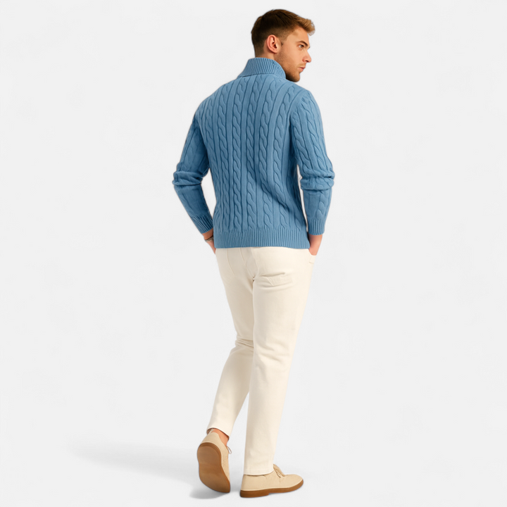 Men's Thick Turtleneck Pullover Sweater with Zipper