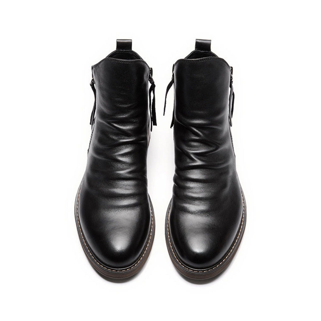 Men's Comfortable PU Leather Boots with Zipper - Non-Slip and Breathable