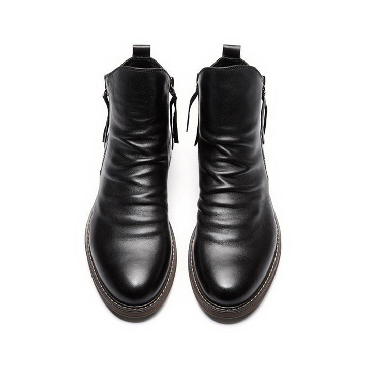 Men's Comfortable PU Leather Boots with Zipper - Non-Slip and Breathable