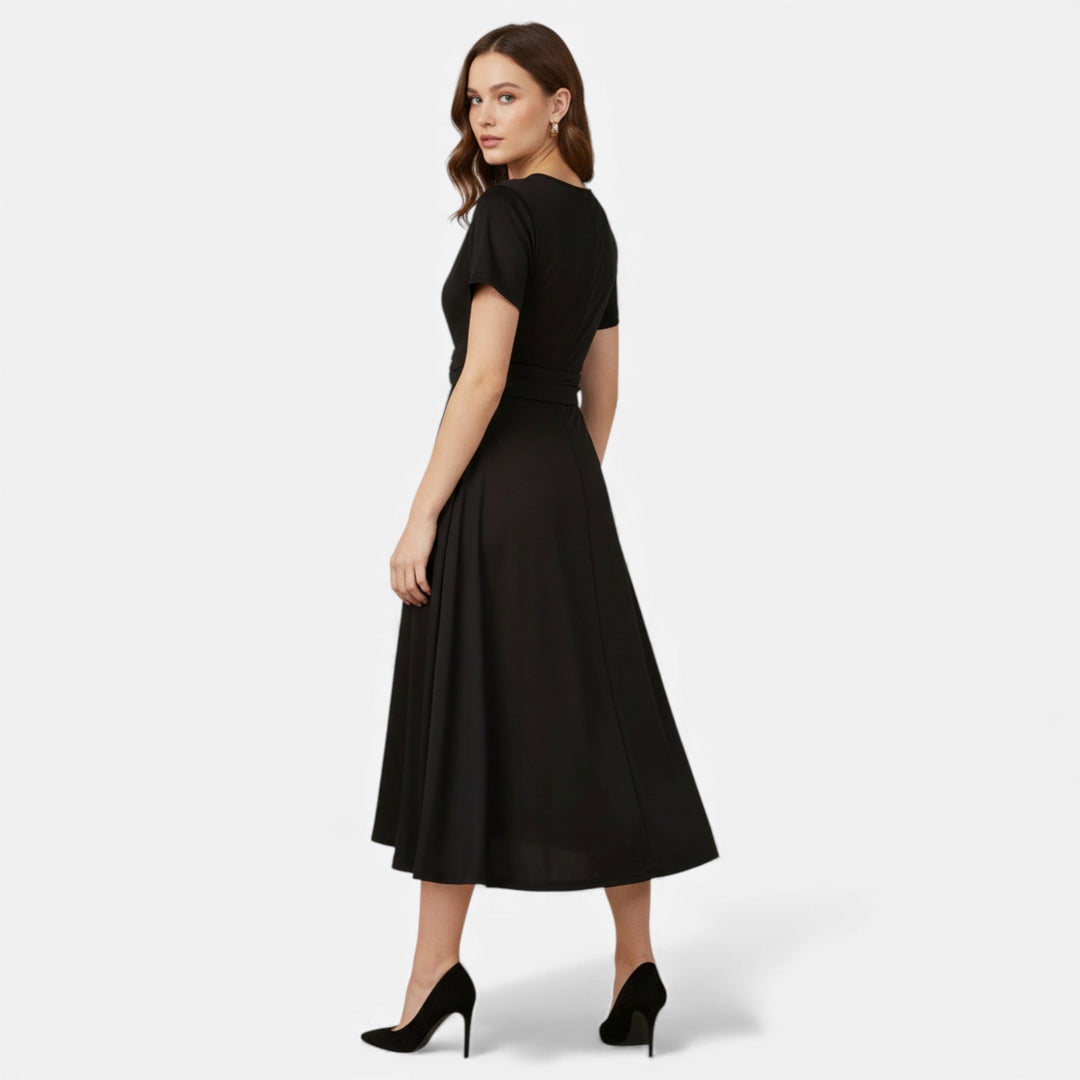 Elegant Rhinestone V-Neck Asymmetric Women's Evening Dress