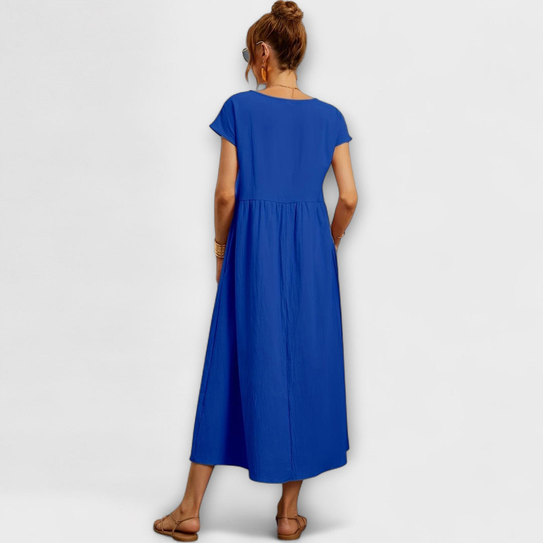 Elegant Women's Spring Dress with Flowing Silhouette - Light and Airy