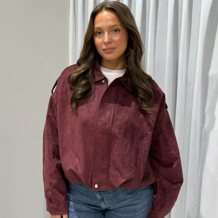 Stylish Cropped Zip-Up Women's Bomber Jacket