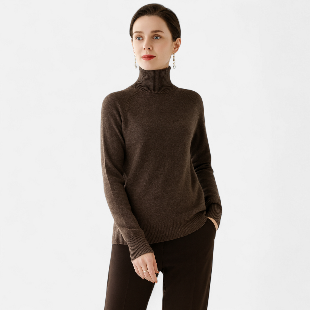 Elegant Women's Merino Cashmere Turtleneck Sweater