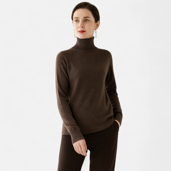 Elegant Women's Merino Cashmere Turtleneck Sweater