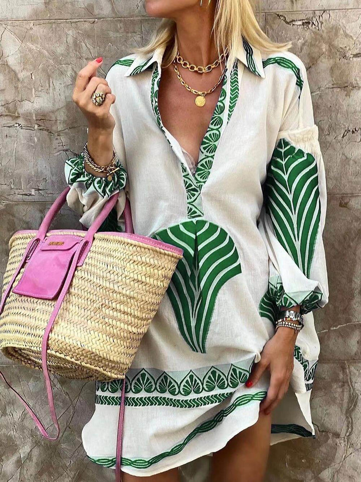 Simple Unique Print Holiday Women Mini Dress