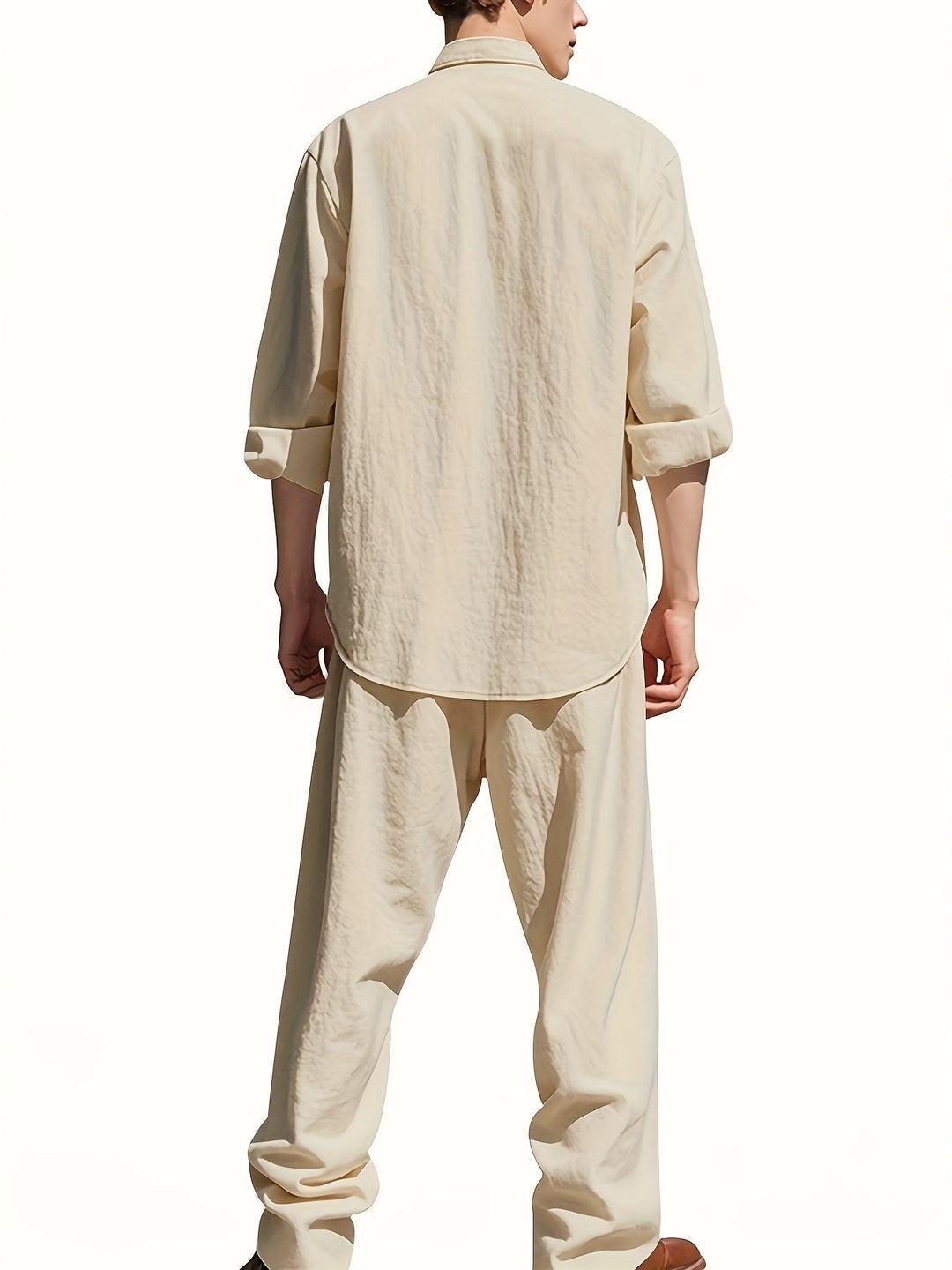 Men's Casual Linen Set - Two-Piece Summer Outfit in Natural Linen