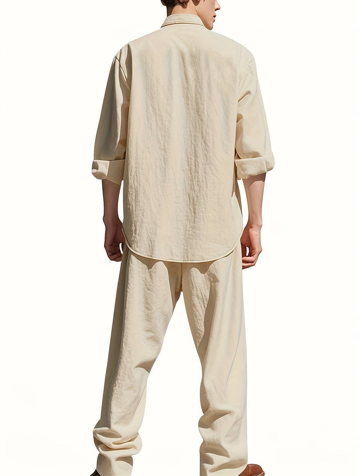 Men's Casual Linen Set - Two-Piece Summer Outfit in Natural Linen