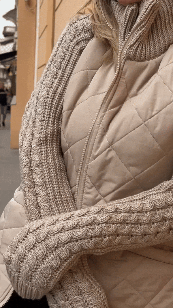 Women's Patchwork Knit Cardigan - Lightweight Winter Jacket