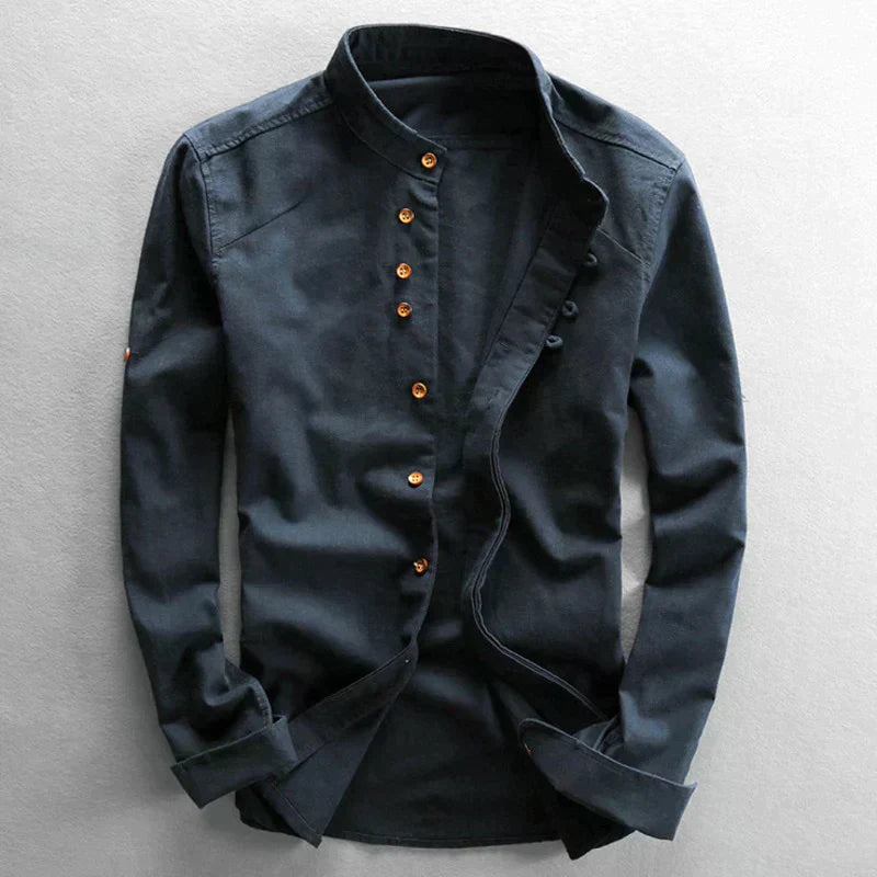 Wrinkle-Free Elegant Men's Button-Front Shirt for Business and Casual Wear