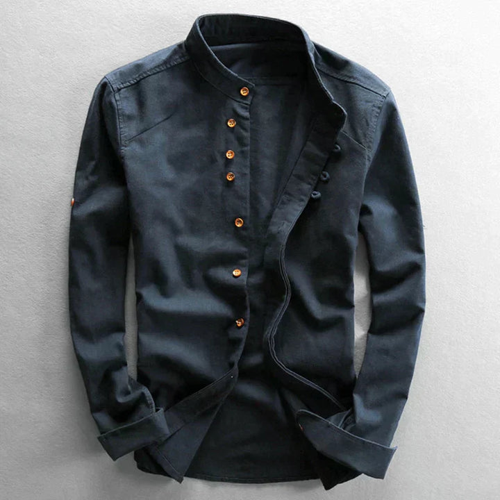 Wrinkle-Free Elegant Men's Button-Front Shirt for Business and Casual Wear