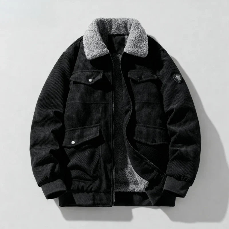 Warm Men's Corduroy Jacket with Plush Lining - Comfortable and Versatile
