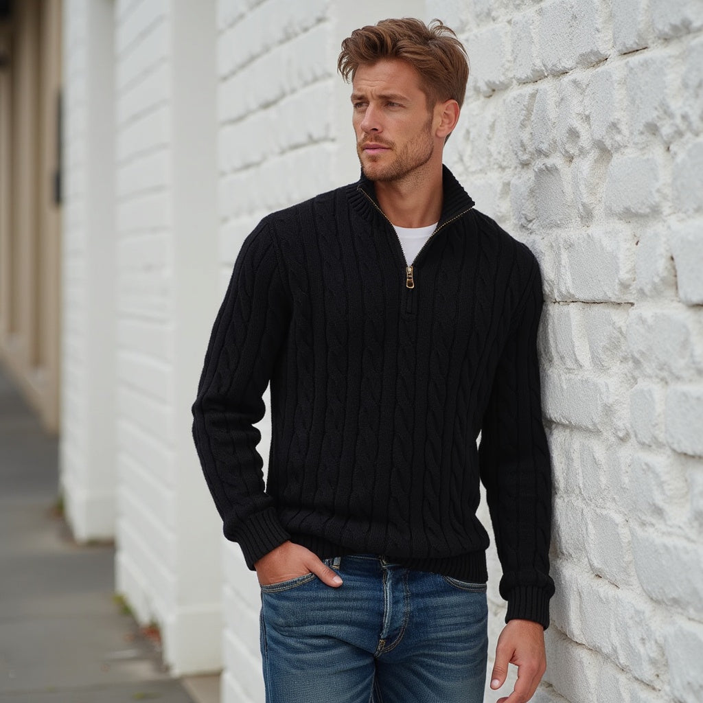 Men's Cotton Knit Pullover Sweater - Breathable and Lightweight