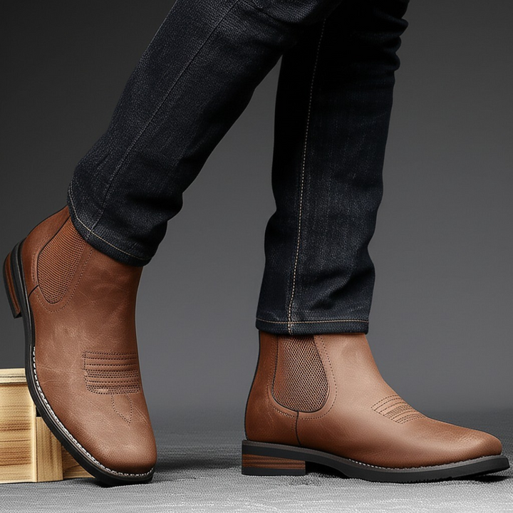 Rugged Men's Boots with Elastic Side Panels - Classic and Durable