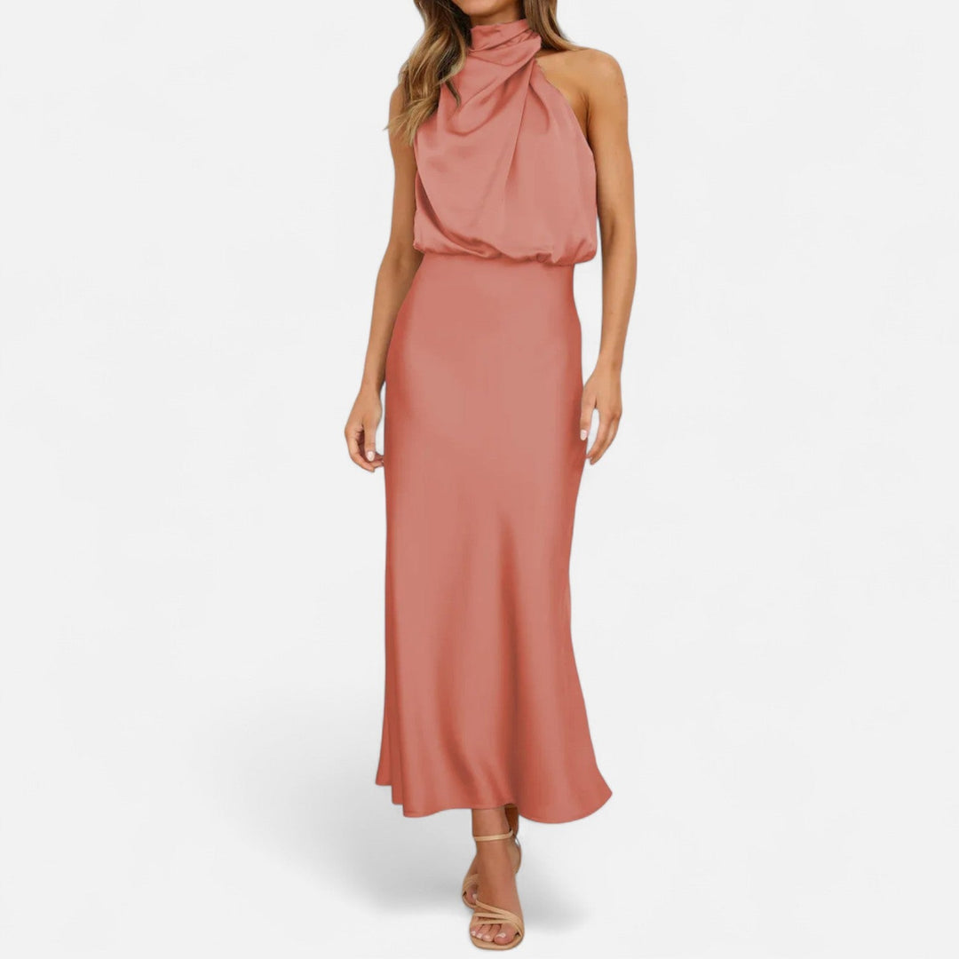 Women's Elegant Sleeveless Long Satin Dress