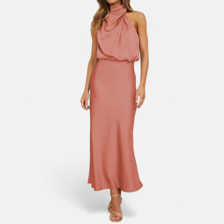 Women's Elegant Sleeveless Long Satin Dress