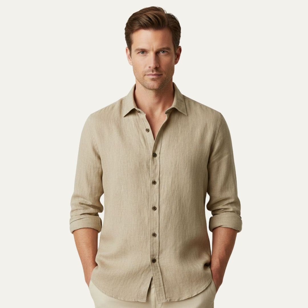 Vintage Breathable Men's Long Sleeve Cotton Shirt