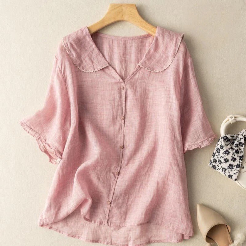 Elegant Vintage Women's Blouse with Button Detail