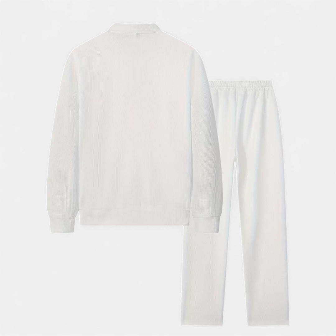 Two-Piece Waffle Knit Men's Casual Outfit