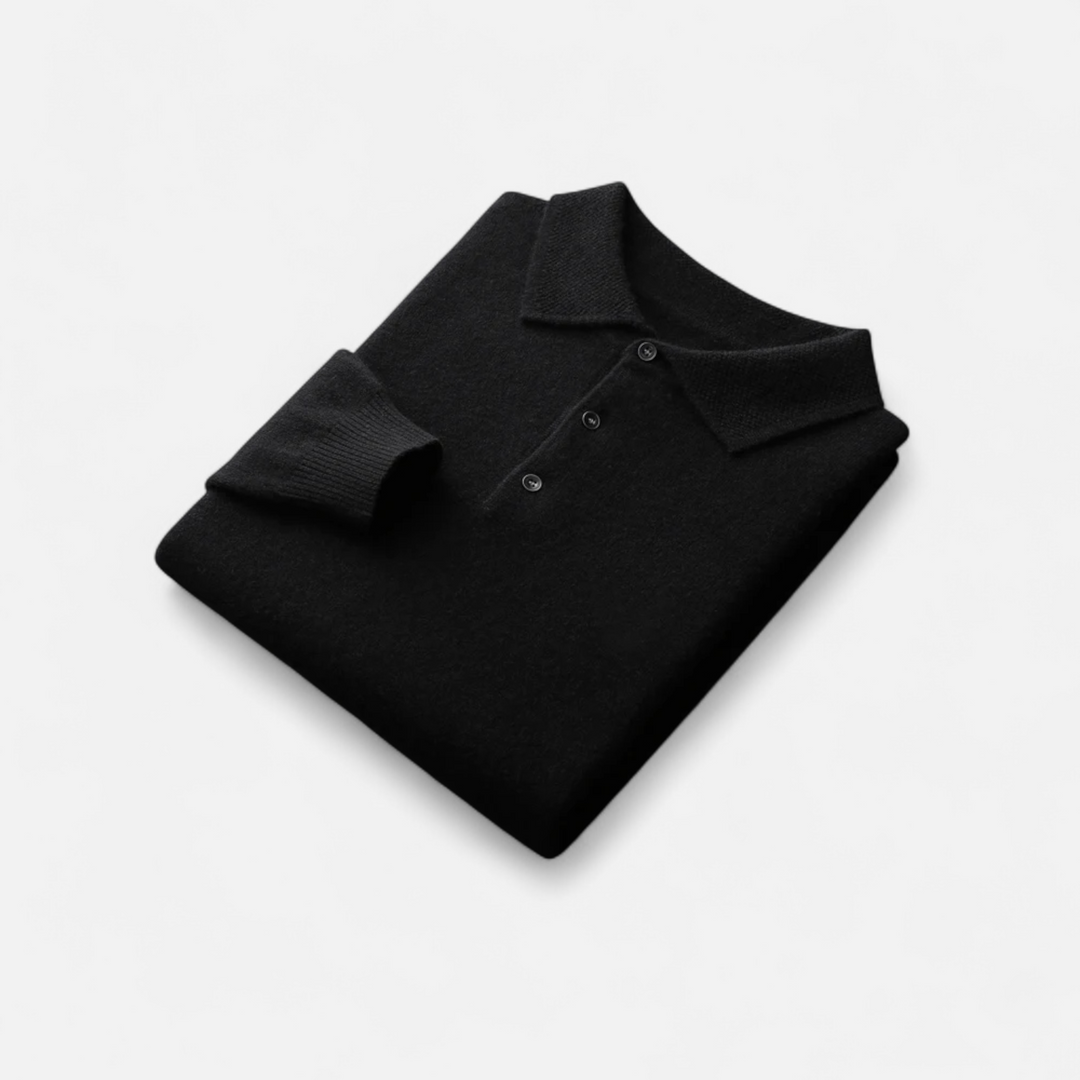 Elegant Men's Merino Wool Polo Sweater