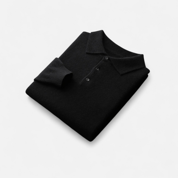 Elegant Men's Merino Wool Polo Sweater