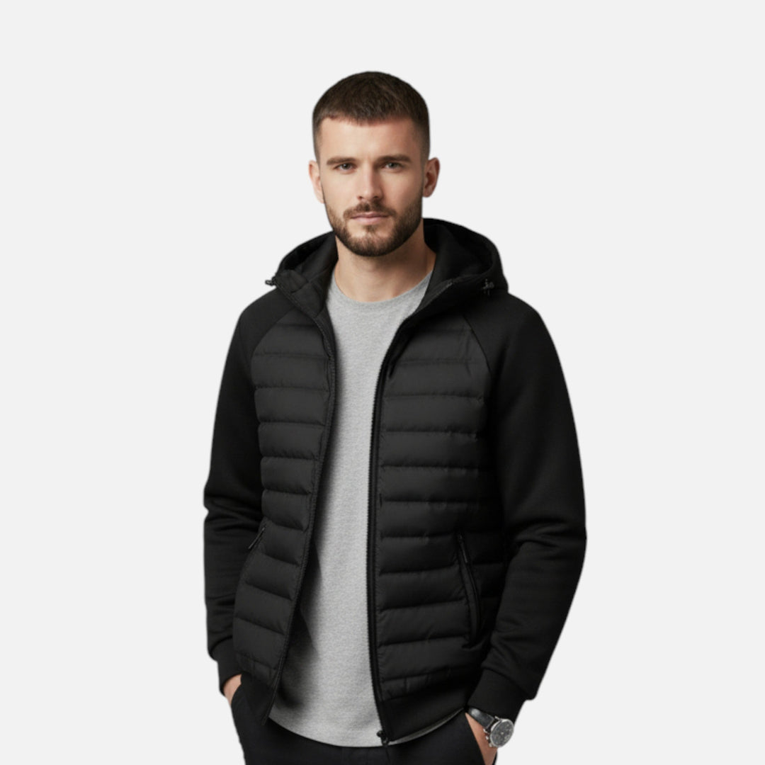 Warm Hooded Down Jacket for Men - Quilted and Lightweight