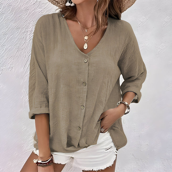 Casual Relaxed Women's Button-Up Blouse