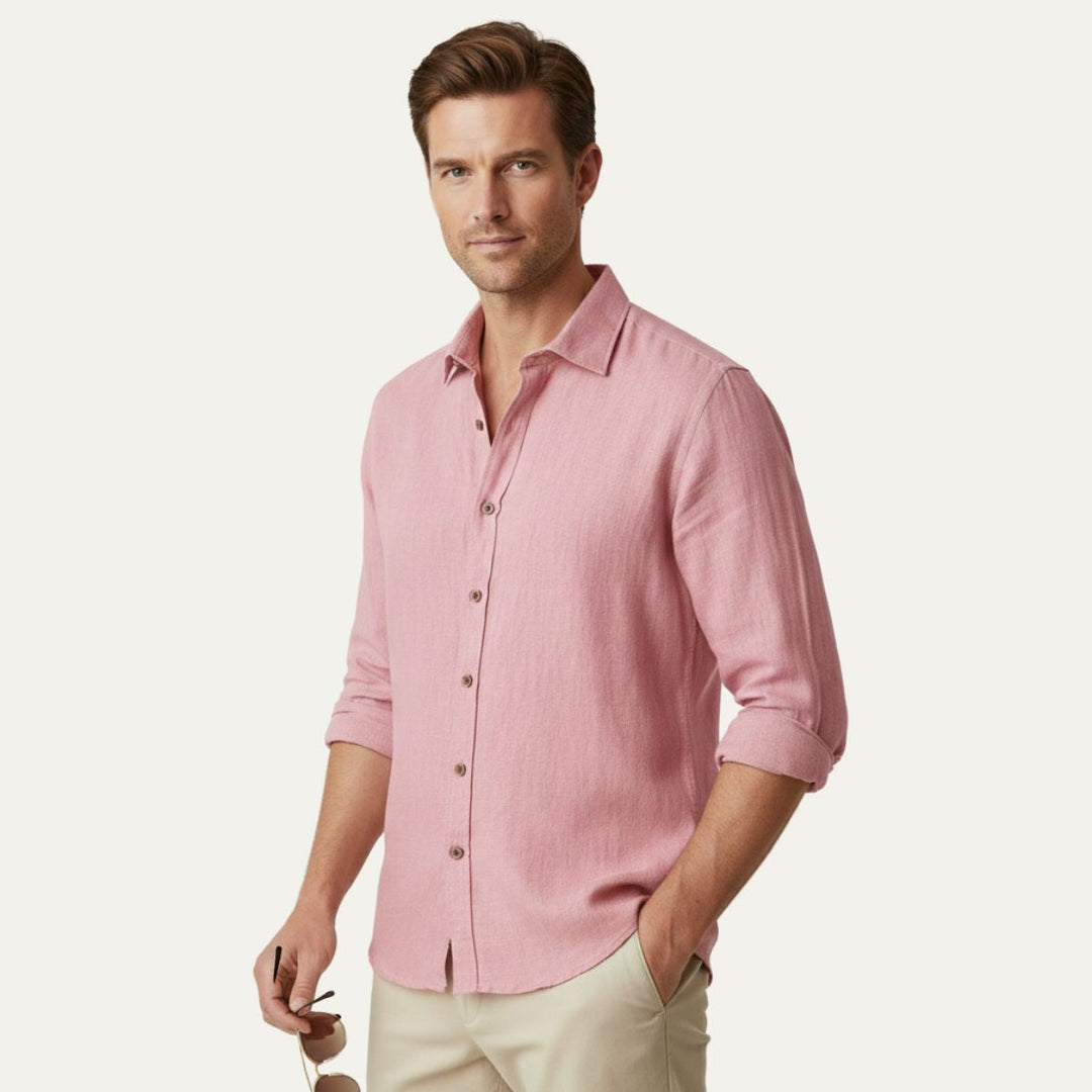 Vintage Breathable Men's Long Sleeve Cotton Shirt
