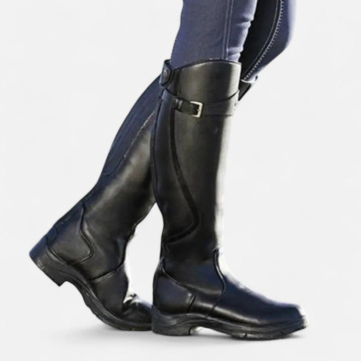 Elegant Women's Knee-High Heeled Boots - PU Leather