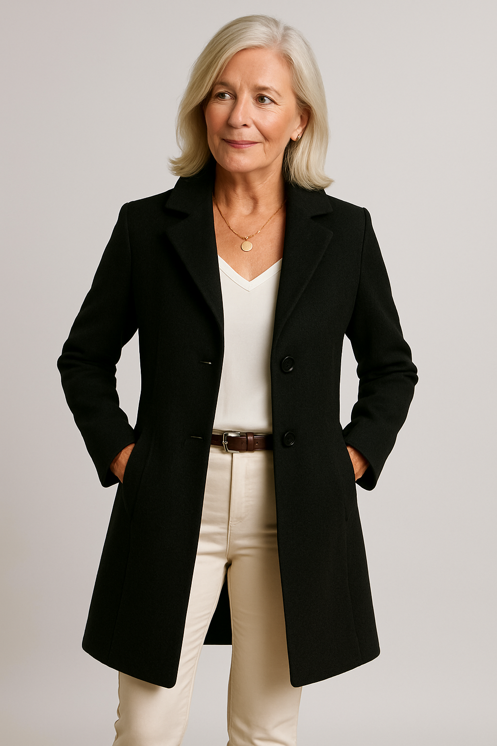 Elegant Women's Coat - Classic Cut with Button Closure