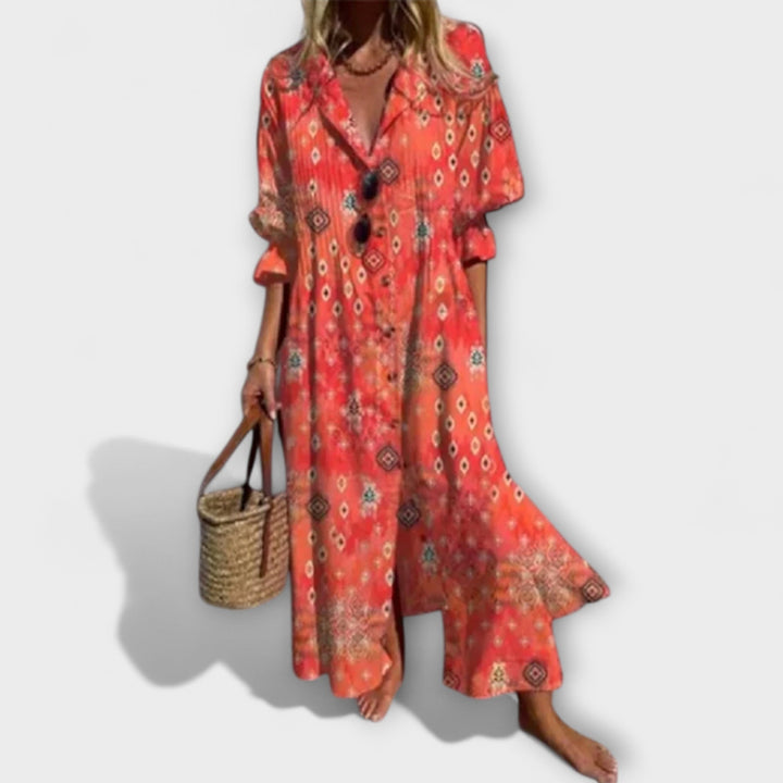 Flattering Women's Maxi Dress with Tummy Coverage - Flowy Fit