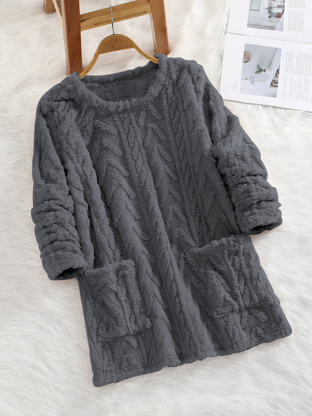 Soft Women's Knit Sweater with Pockets - Loose Fit for Fall & Winter