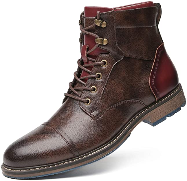 Elegant Men's Oxford Boots in Premium Leather - Lace-Up and Zipper